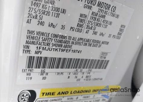 2015 Ford Expedition Limited z USA, uszkodzony, nr VIN 1FMJU1KT9FEF19741